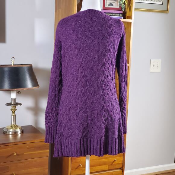 Sleeping on Snow Plum Cable Knit Wool Mohair Cardigan Sweater Small REPAIR - Picture 3 of 7